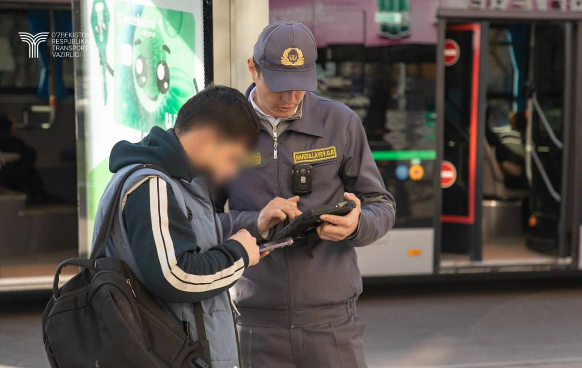 Toshkentda avtobuslarda chiptasiz yurgan qariyb 80 ming yoʻlovchi jarimaga tortildi